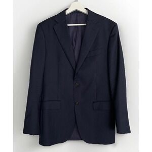 SuitSupply - Blazer Men Italian 40L Navy Blue Pinstripe Surgeon Cuff Vitale 110s
